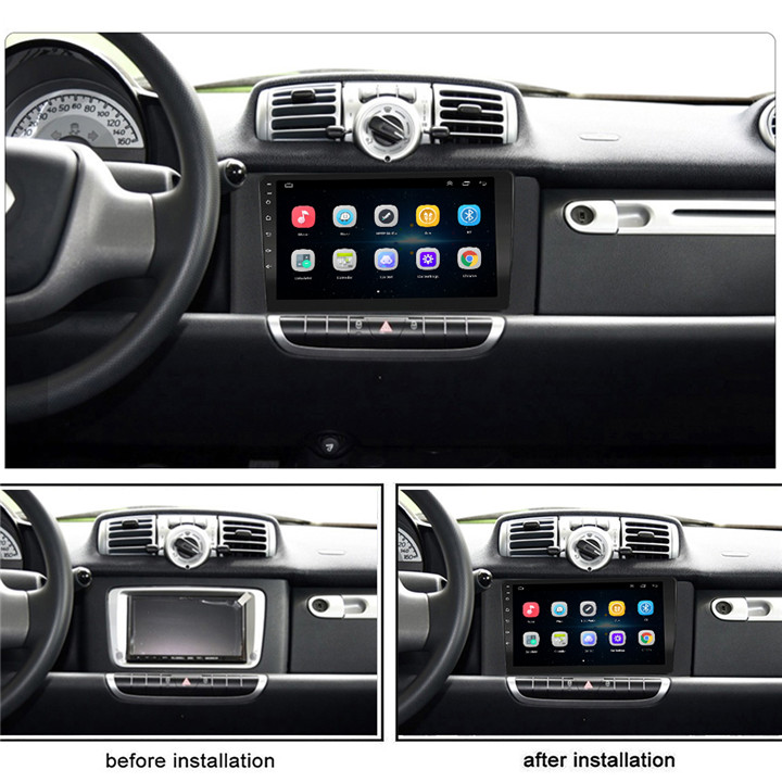 Carplay Radio Android Auto Radio for Smart For Two 2011-2015 with 9 inch -installation effect.jpg