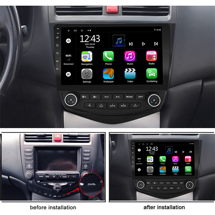 10.1inch Car Audio Android 11 navigation for Accord 7th 2003-2007-installation effect.jpg