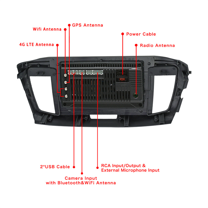 10.1 inch Car Android 11 navigation for Accord 9th 2013-2017-back and connectors.jpg