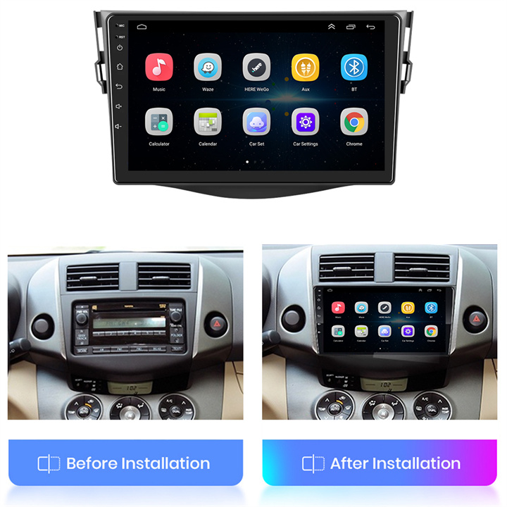 9inch Carplay Android Navigation for Toyota RAV4 2007-2012-installation effect.jpg