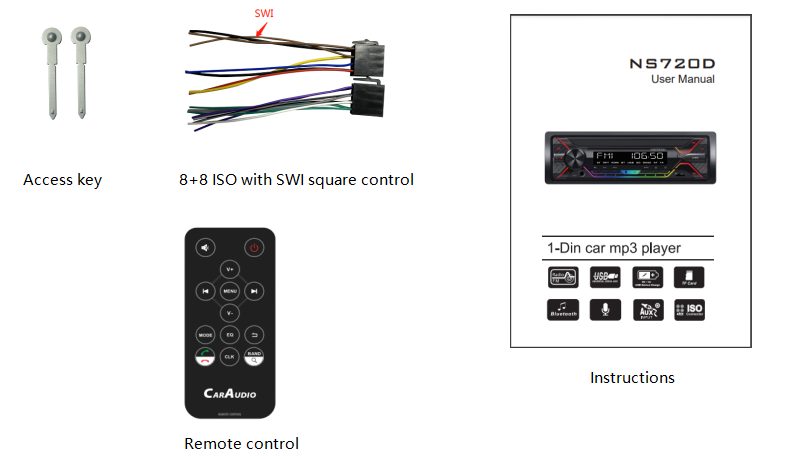 In-dash one Din MP3 Radio accessories.png